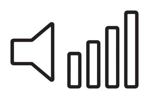 Speaker icon with volume increasing in a simple black line vector