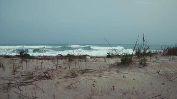Ocean Waves Crash On A Sad And Grey Leaden Day video