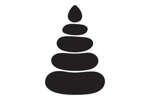 A black silhouette of a stacked stone cairn on white vector