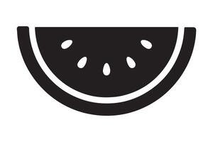 Black silhouette of a watermelon slice with white seeds vector