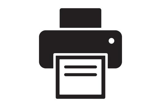 Simple Black Printer Icon Printing Document, Office Supplies, Minimalist Design, Efficient Workflow, Digital Technology, Paper Output, Clean Style, High-Resolution Image vector