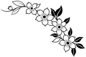 Elegant Black and White Floral Branch Design Serene Blossoms Arranged in a Curving Composition on White Background vector
