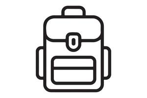 Simple line drawing of a backpack with front pocket icon vector