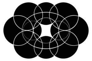 Mysterious Interlocking Circles Abstract Design A Serene Black and White Geometric Pattern - Professional digital artwork with vibrant colors and detailed composition vector