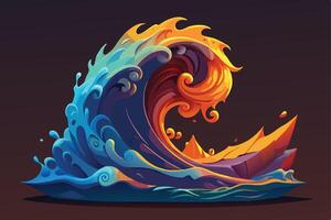 Colorful ocean wave illustration vector