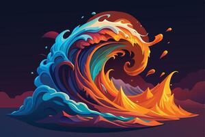 Colorful wave illustration art vector