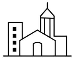 Serene Minimalist Line Art Cityscape A Simple Black and White Illustration of Buildings at Dawn vector