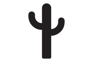 Simple black saguaro cactus silhouette on a white background vector