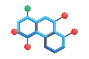 Complex Molecular Structure A Vibrant 3D Illustration of a Chemical Compounds Isometric Design - Professional digital artwork with vibrant colors and detailed composition vector