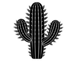 Striking Silhouette of a Majestic Desert Cactus A Bold Black and White Illustration of a Prickly Plant in a Serene Southwestern Setting. vector