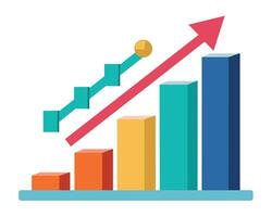 Upward Trending Bar Graph Illustrating Positive Growth and Financial Success in a Vibrant Business Setting vector