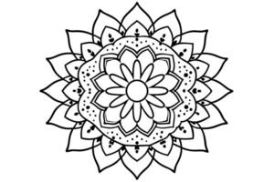 Serene Black and White Mandala Design Intricate Floral Pattern for Coloring, Meditation, and Spiritual Art vector