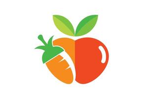 Vibrant Apple and Carrot Heart Logo A Fresh and Healthy Food Brand Design Concept - Professional digital artwork with vibrant colors and detailed composition vector