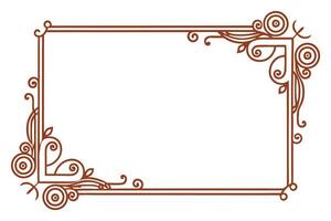 Elegant Brown Ornate Rectangular Frame with Flourishing Floral Design for Wedding Invitations, Certificates, or Elegant Announcements vector