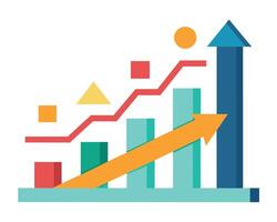 Upward Trending Colorful Business Graph Showing Exponential Growth and Success - Professional digital artwork with vibrant colors and detailed composition vector