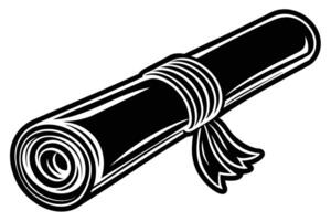 Elegant Black and White Illustration of a Rolled Diploma, Symbolizing Academic Achievement and Success, Graduation Ceremony, Celebratory Mood vector
