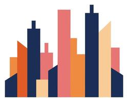 Vibrant Cityscape A Modern, Abstract Illustration of Colorful Buildings at Sunset - Professional digital artwork with vibrant colors and detailed composition vector