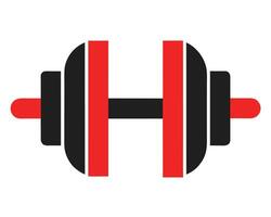 Bold Red and Black Dumbbell Icon Fitness Strength Training Gym Equipment Graphic - Professional digital artwork with vibrant colors and detailed composition vector