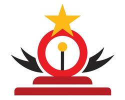 Abstract Award Emblem Celebratory Red and Gold Achievement Star Trophy on a White Background - Professional digital artwork with vibrant colors and detailed composition vector