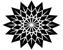 Intricate Black and White Geometric Starburst Mandala Design, Elegant Symmetrical Pattern for Mystical and Spiritual Art vector