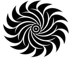 Dramatic Black and White Swirling Mandala Design, Intricate Circular Pattern, Mystical Tribal Art, Elegant Flourish, Symbolic Spiritual Icon vector