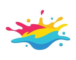 Vibrant Colorful Paint Splashes Exploding on White Background A Joyful, Energetic Abstract Illustration - Professional digital artwork with vibrant colors and detailed composition vector