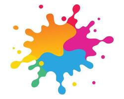 Vibrant Rainbow Paint Splatter Burst Joyful, Abstract Colorful Design Element on White Background - Professional digital artwork with vibrant colors and detailed composition vector