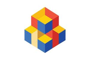 Vibrant Colorful Cubes Interlocking in a Playful Geometric Composition, Abstract Modern Art Design - Professional digital artwork with vibrant colors and detailed composition vector
