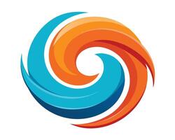 Dynamic Abstract Swirl Logo Design Energetic Blue and Orange Vortex on White Background - Professional digital artwork with vibrant colors and detailed composition vector