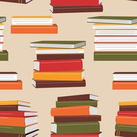 Seamless stack of books background. vector