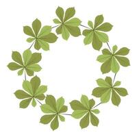 Hand drawn green chestnut leaf circle frame vector