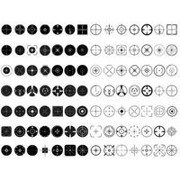 Set of crosshair icons in black and white colors. illustration. vector