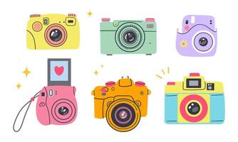 Camera icon set flat camera icons photo snapshot capture photograph shutter flash digital app modern minimalist symbol outline graphic icon flat style isolate on white . vector