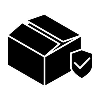 Box with shield solid icon, Delivery and logistics graphics, a solid pattern on a white background, eps 10. vector