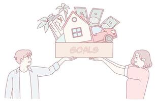 Working Towards Achieving Goals Together Shared Aspirations and Dreams in Lifes Journey vector