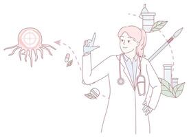 Doctor with medical tools and cancer illustration vector