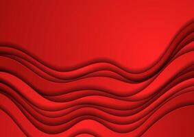 Vivid red waves minimal abstract elegant paper background vector