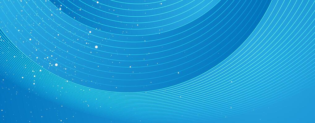Bright blue minimal abstract background with wavy lines and dots