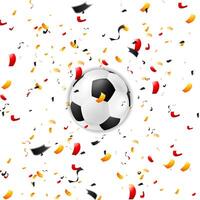 Confetti in German colors and soccer ball, sport football background vector