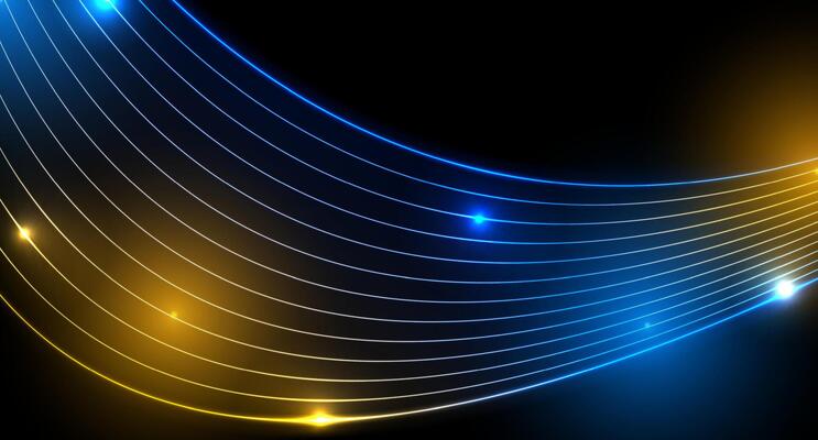Bright blue and orange neon waves abstract background