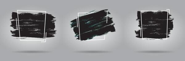 Brush stroke designs on grey background vector