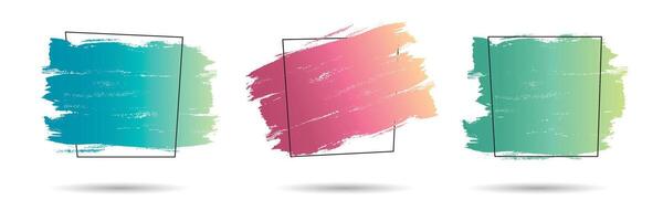 Colorful brush strokes in three designs vector