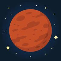 Red planet in dark space vector