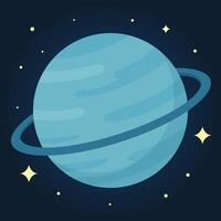 Blue planet with rings in space vector