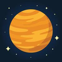 Orange planet in a starry background vector