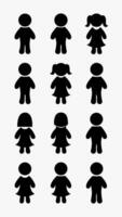 Child Silhouette Bundle with Girl and Boy Icons vector