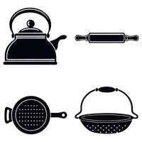 Kitchen Utensil Medley A Silhouette Compilation of Culinary Essentials for Home Cooking and Baking Adventures vector