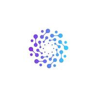 A circular logo with blue and purple circles vector