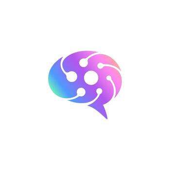 A colorful brain icon with a speech bubble vector