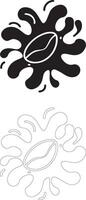 coffee day coffee bean splash icon set filled and outline silhouettes vector